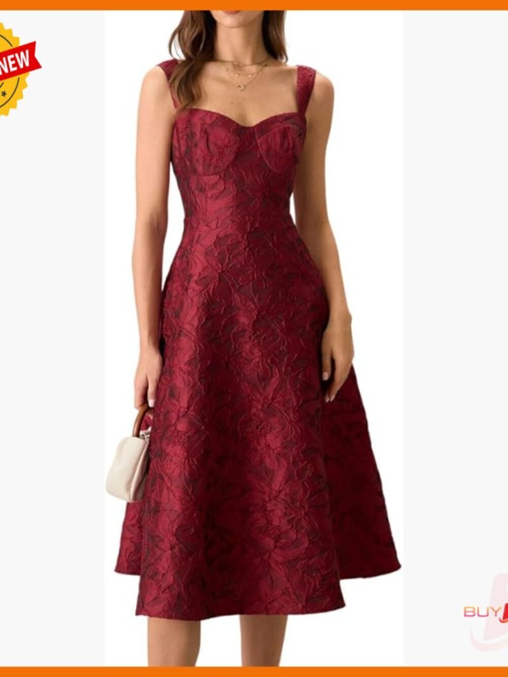 Sweetheart Neck Jacquard Midi Dress A-Line Formal Party Gown